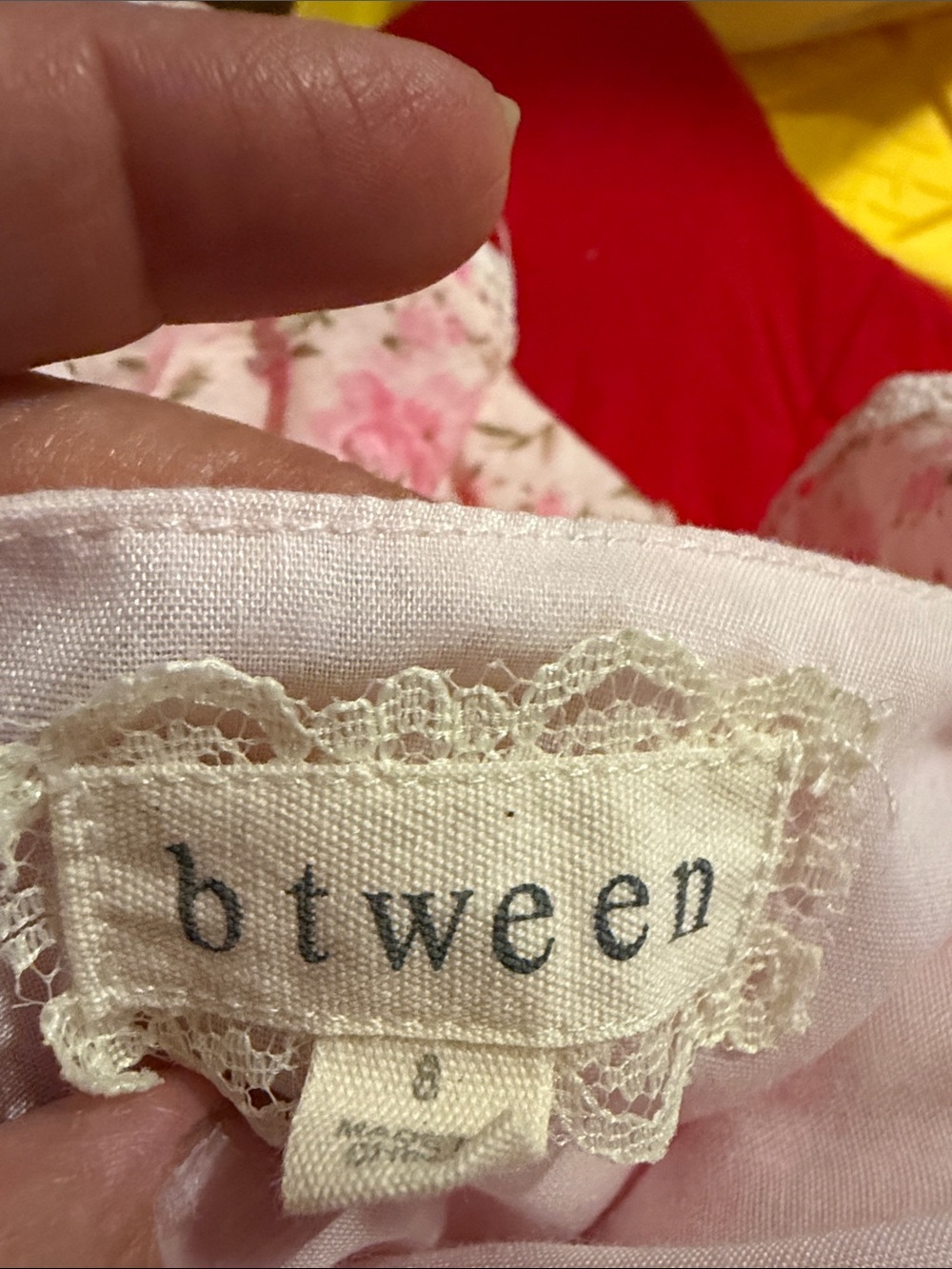 btween Pink and Cream Lace-Trim Girls Dress
